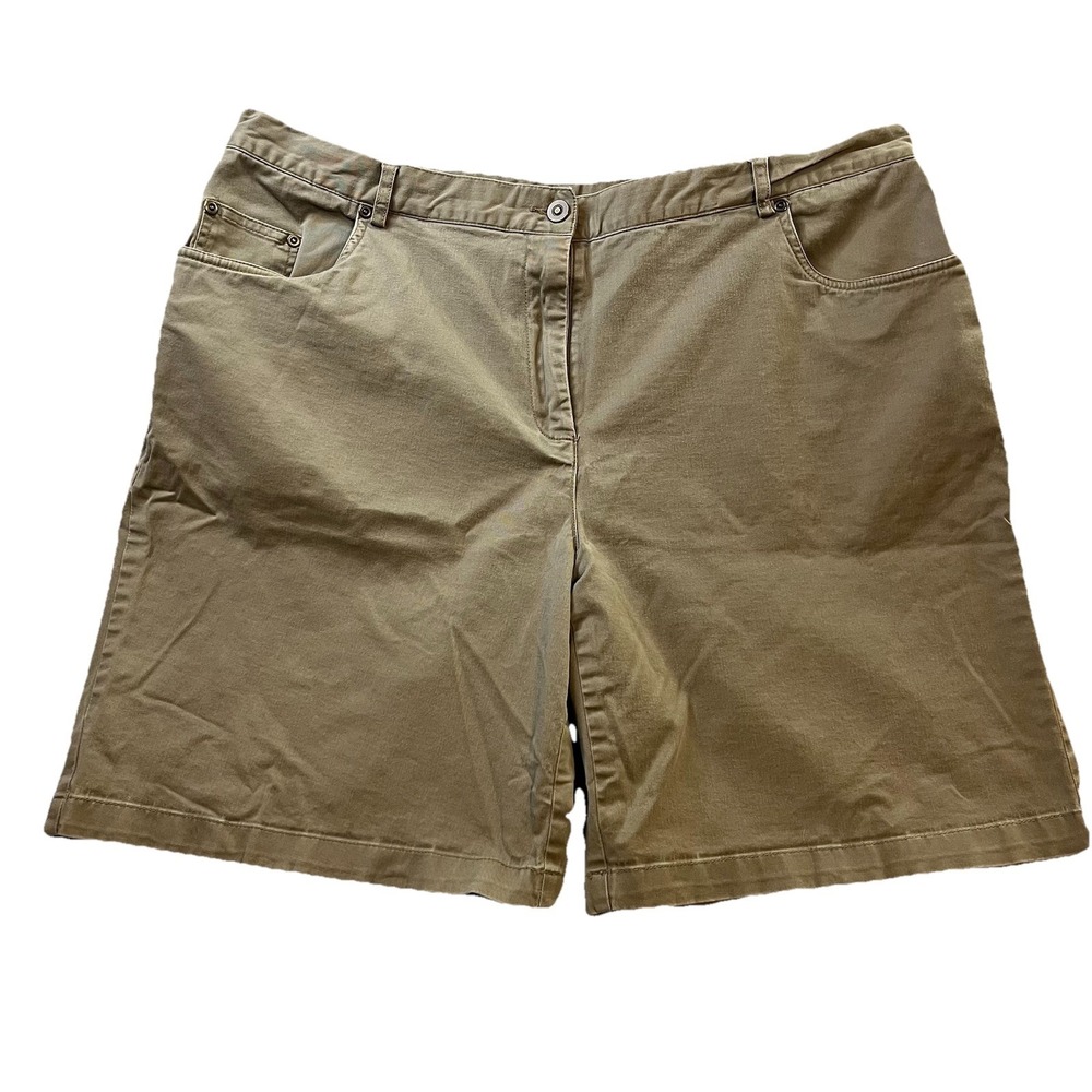 Ruby Rd. Women's Beige Chino Shorts Size 18W Elastic Waist Stretch Pockets 8"